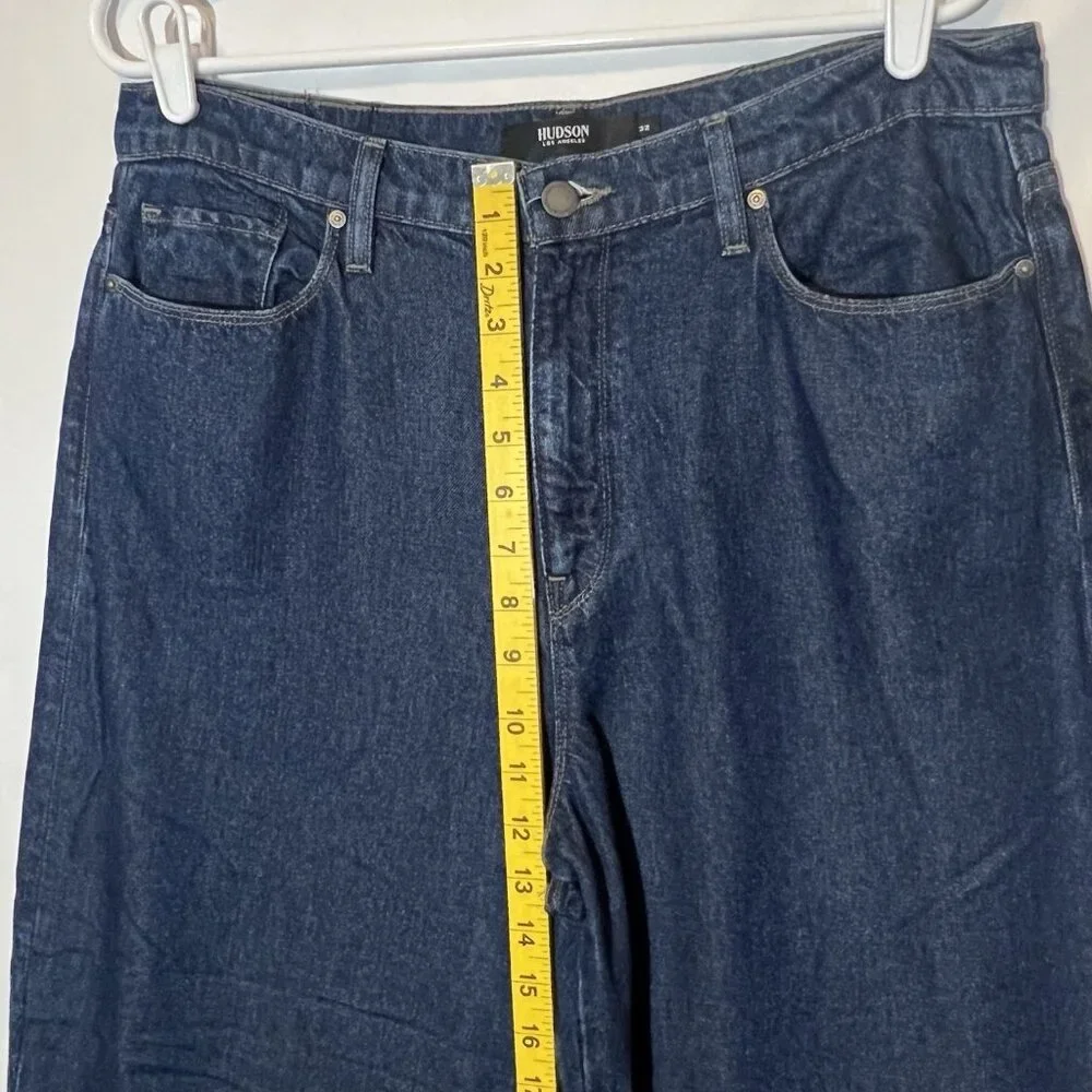 Hudson Anthropologie Women Jeans Holly Wide‎ Leg Cropped Size 32 Blue Denim Zip - Picture 7 of 16